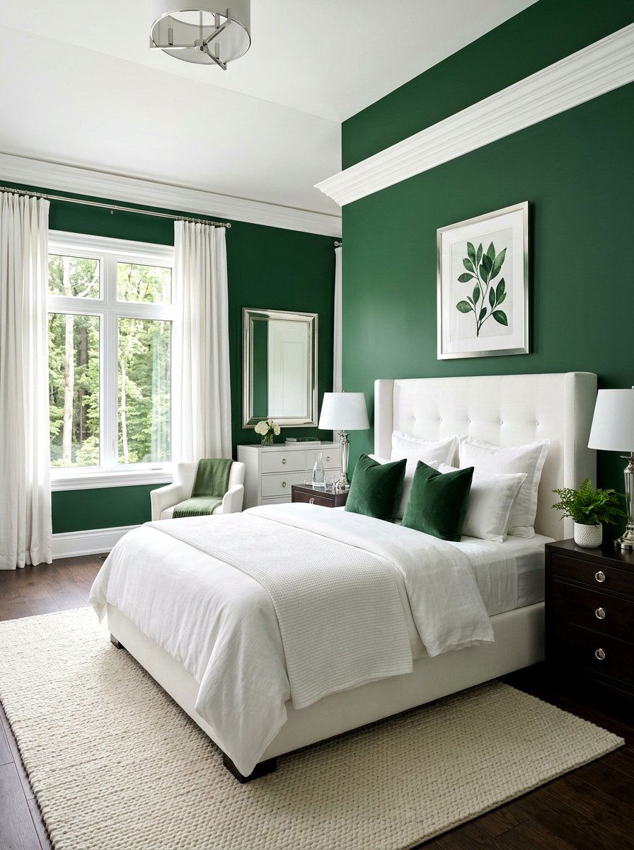 Forest Green And Crisp White - 30 forest green bedroom ideas