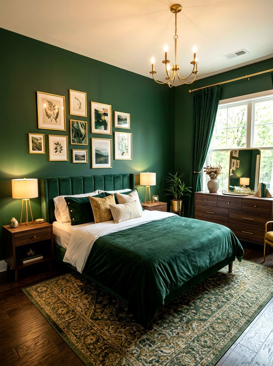 Forest Green And Gold Accents - 30 forest green bedroom ideas