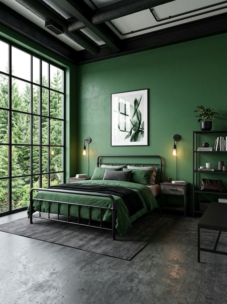 Forest Green And Matte Black - 30 forest green bedroom ideas