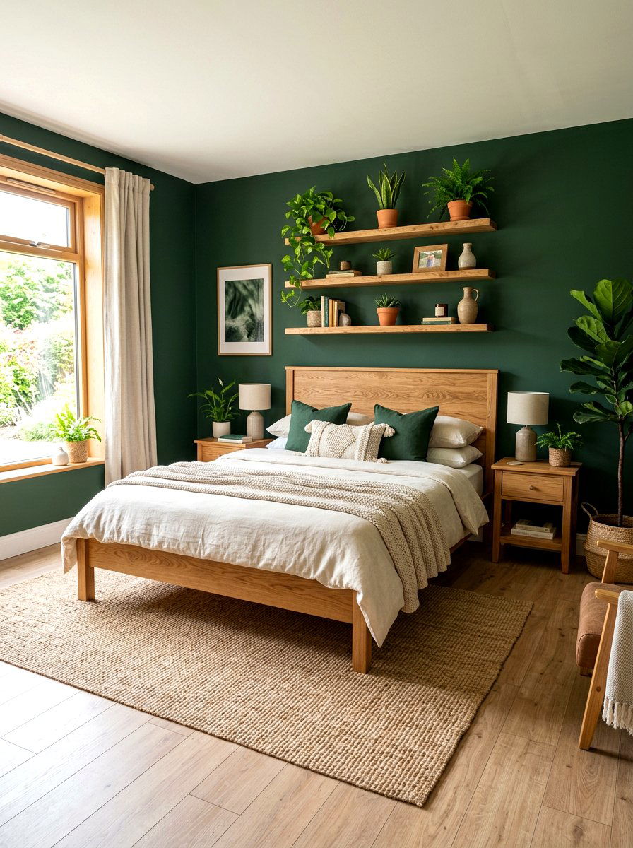 Forest Green And Natural Wood - 30 forest green bedroom ideas
