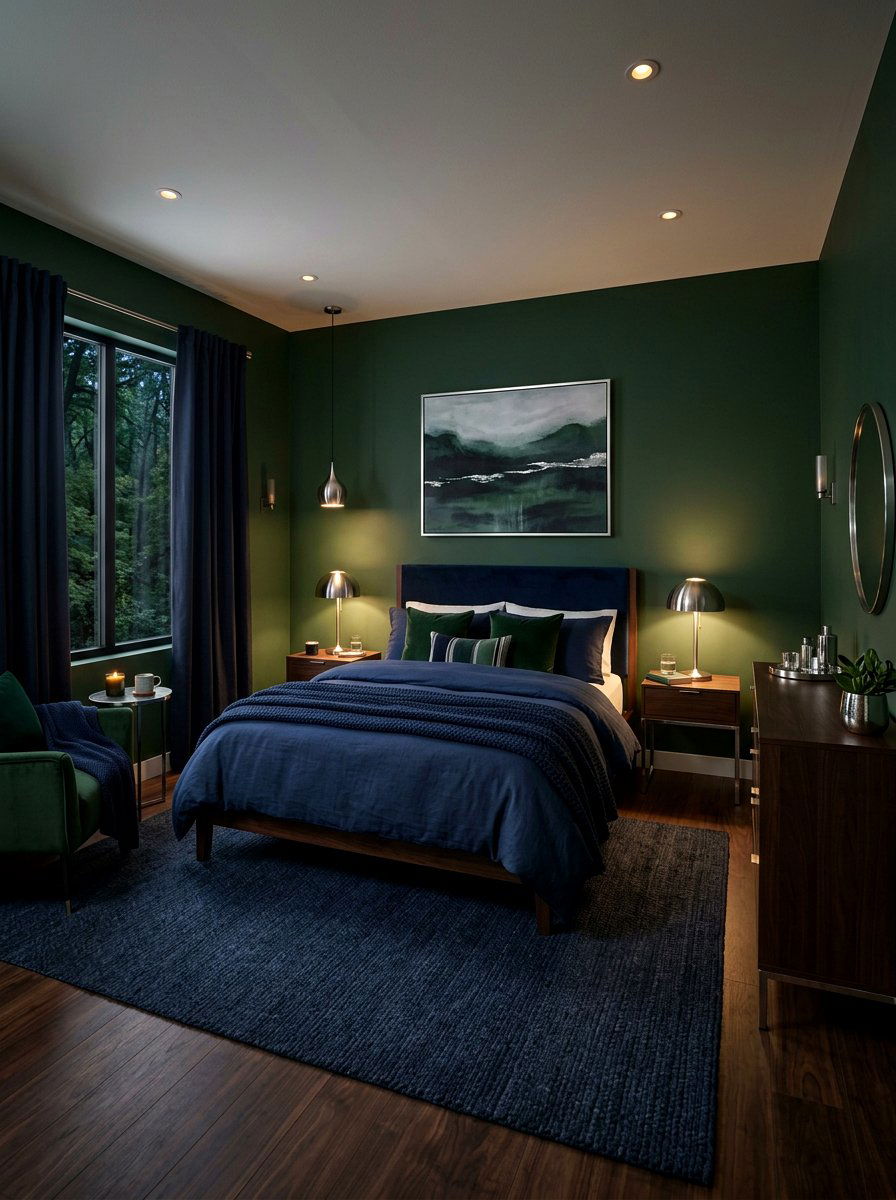 Forest Green And Navy Blue - 30 forest green bedroom ideas