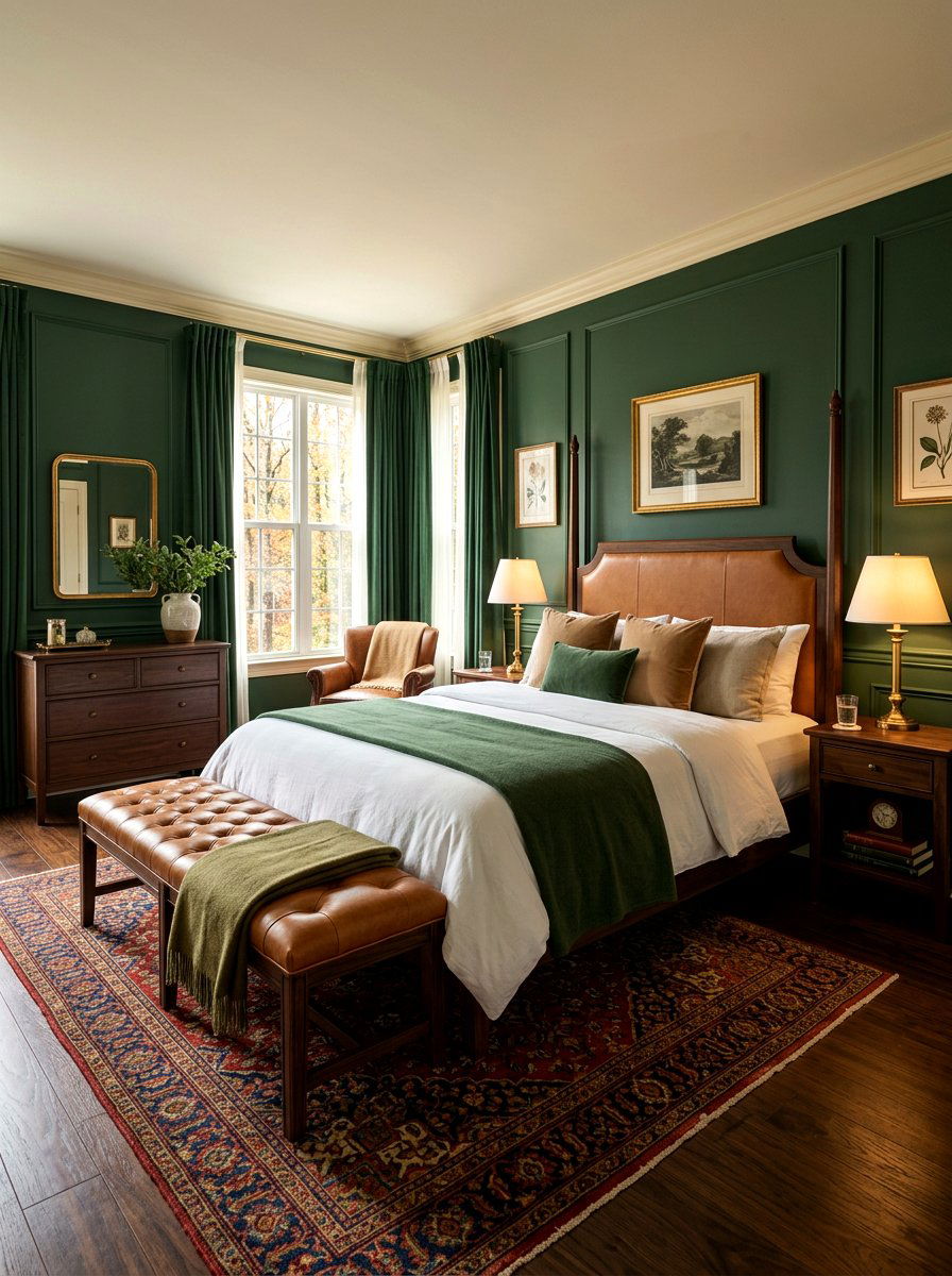 Forest Green And Warm Tan - 30 forest green bedroom ideas