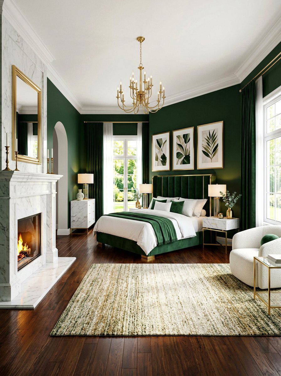 Forest Green And White Marble - 30 forest green bedroom ideas