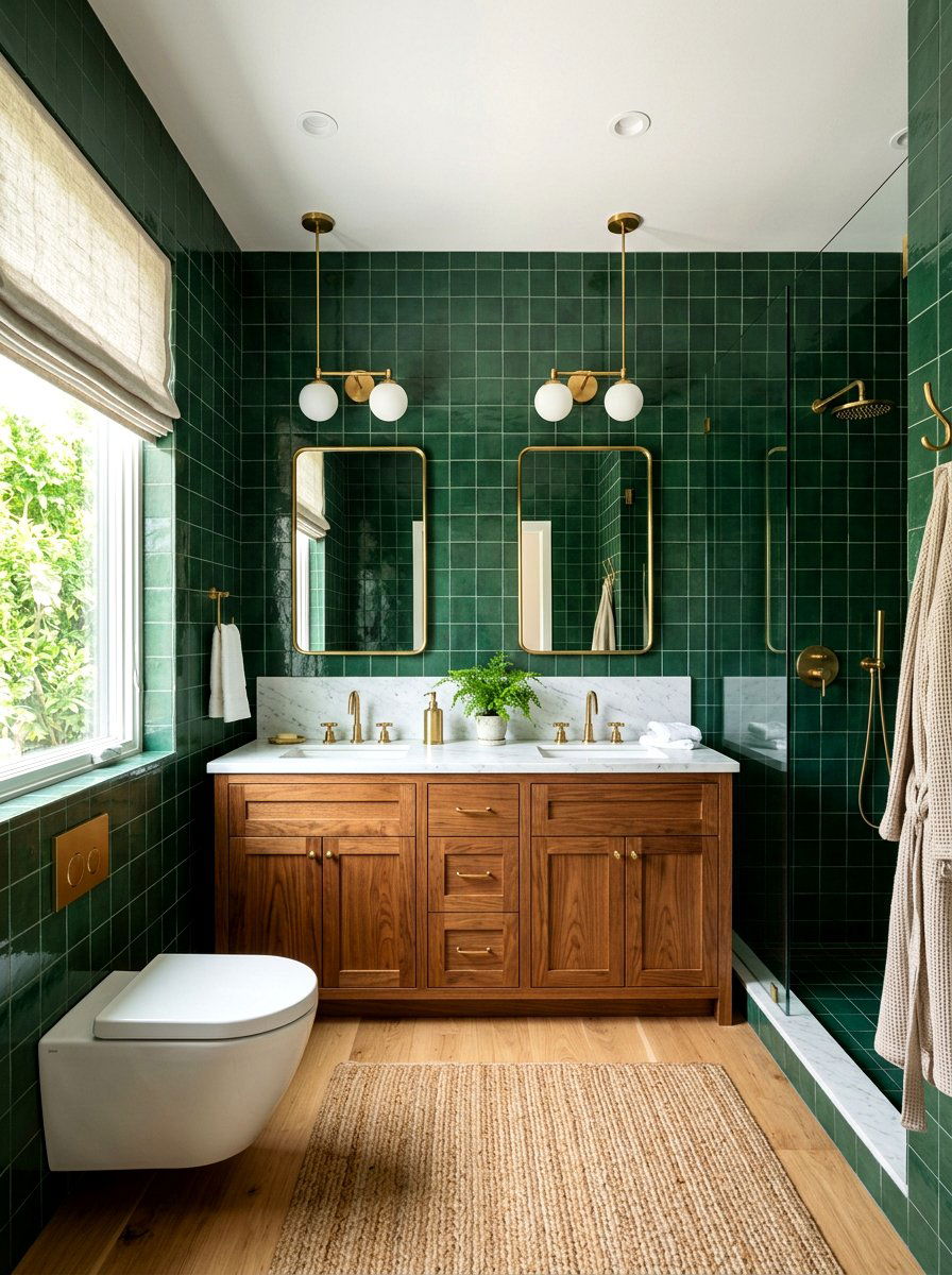 Forest Green Bathroom - 30 cabin bathroom ideas