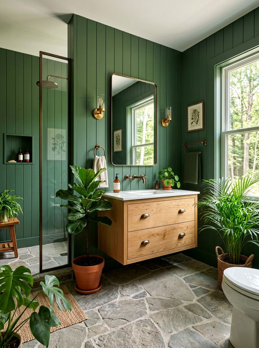 Forest Green Bathroom - 30 moody bathroom ideas