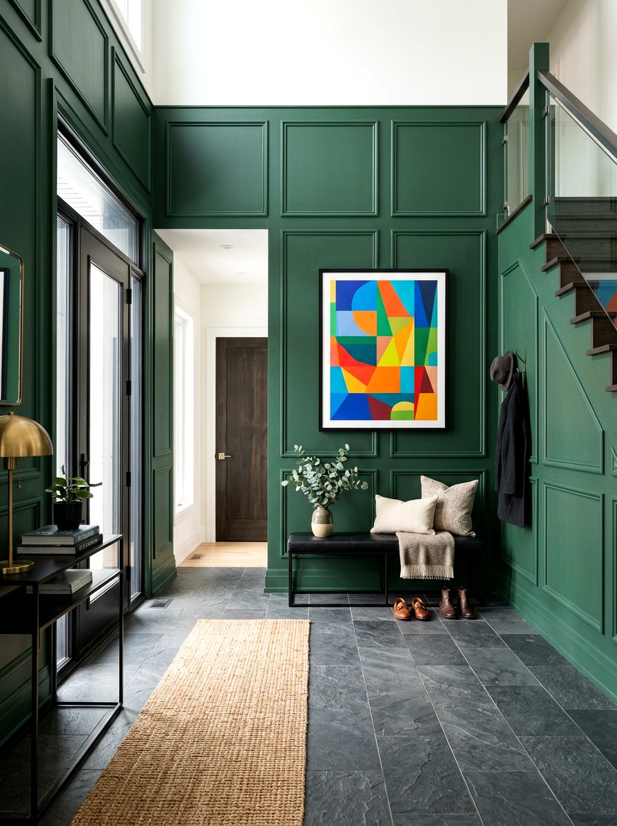 Forest Green Box Trim - 30 trim drenched foyer ideas