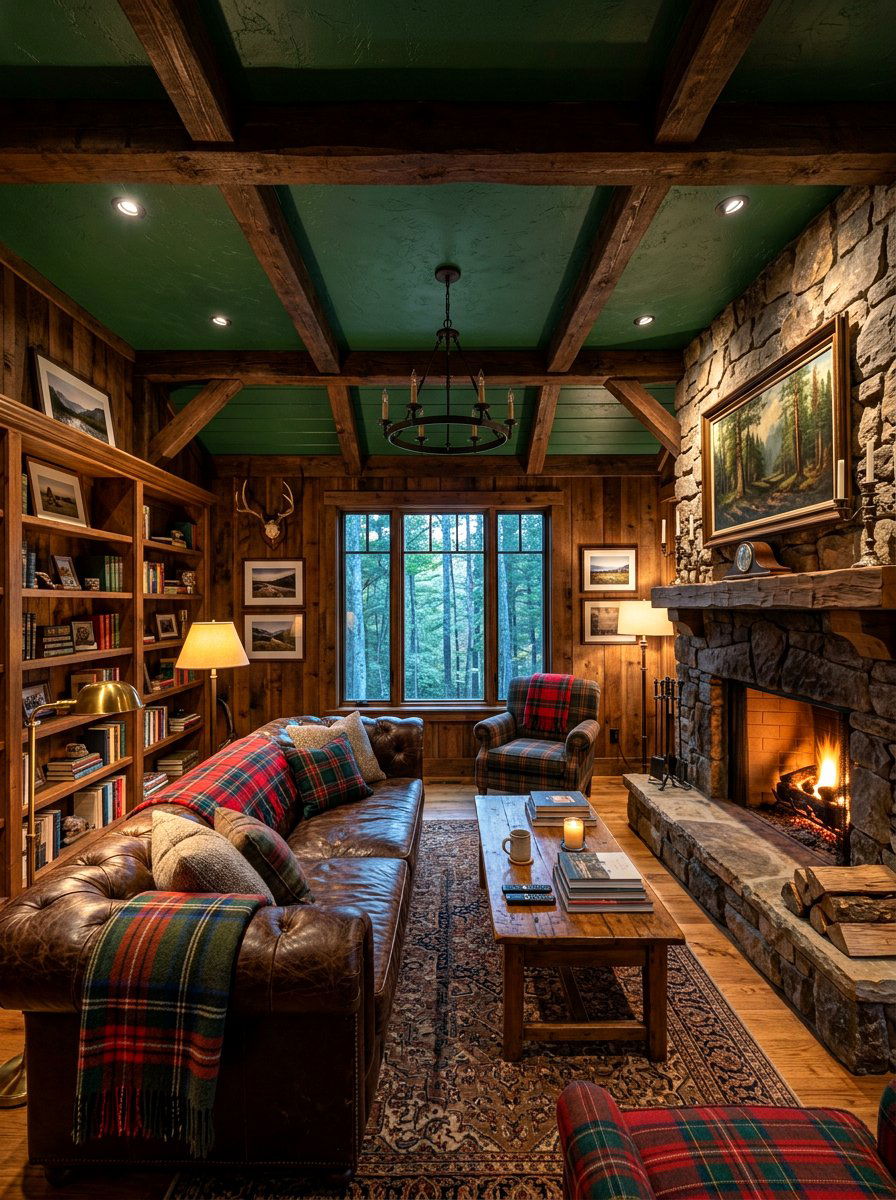 Forest Green Ceiling - 30 statement ceiling paint ideas