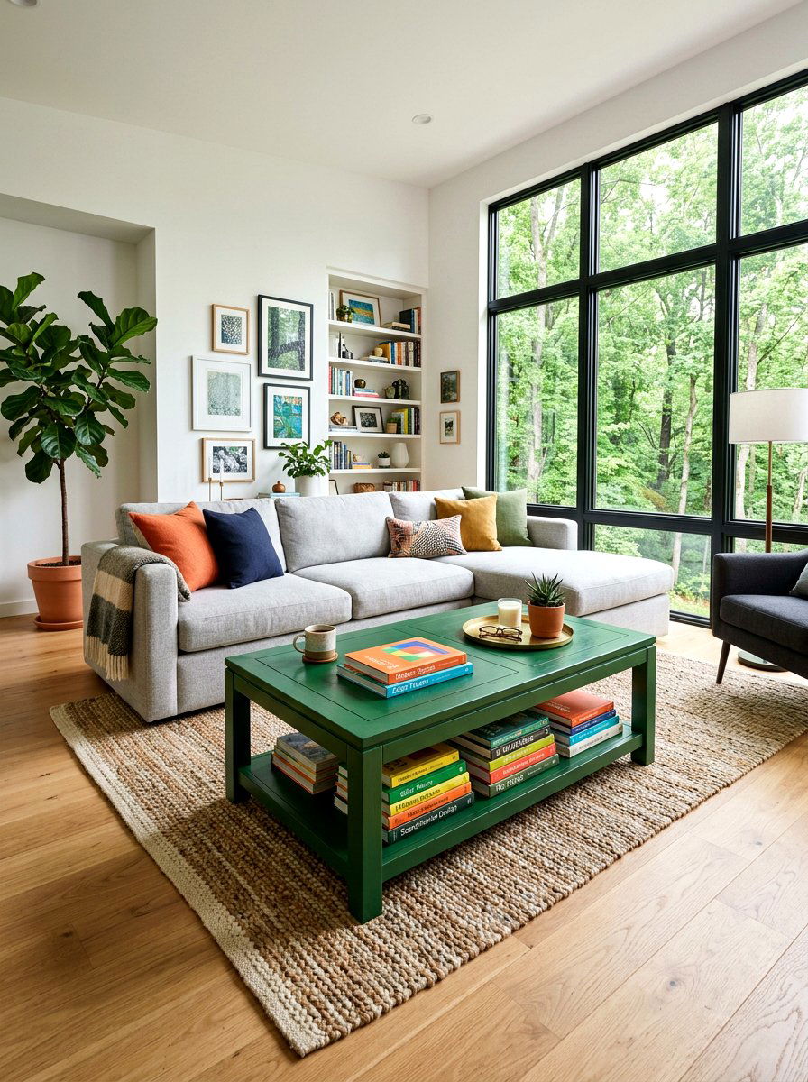 Forest Green Coffee Table - 30 dark green living room ideas