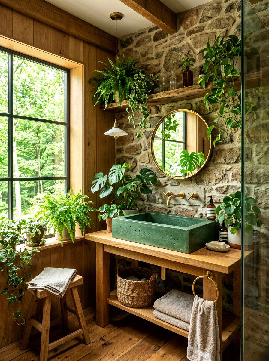 Forest Green Concrete Sink - 30 concrete sink bathroom ideas
