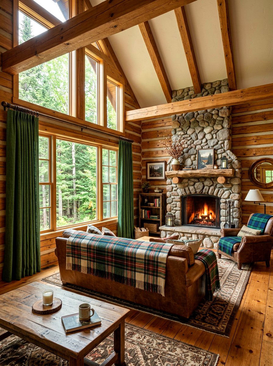 Forest Green Curtains For Wooded Cabin - 30 drapery color ideas
