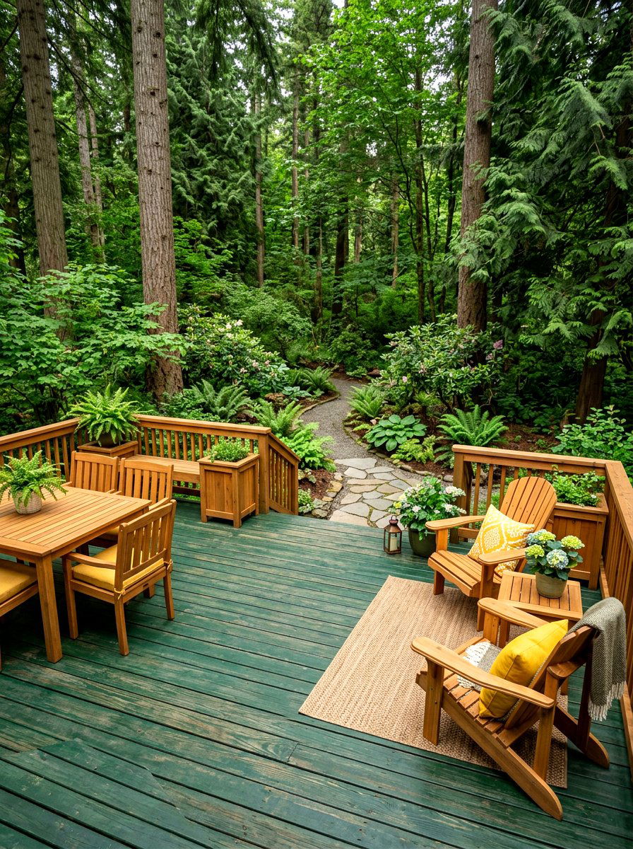 Forest Green Deck - 30 wood stain deck ideas