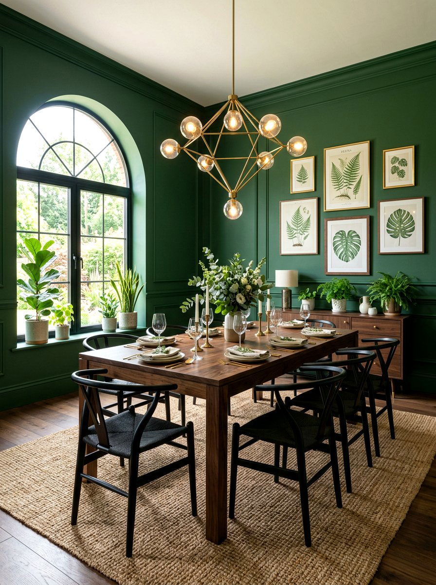 Forest Green Dining Room - 30 saturated dining room ideas
