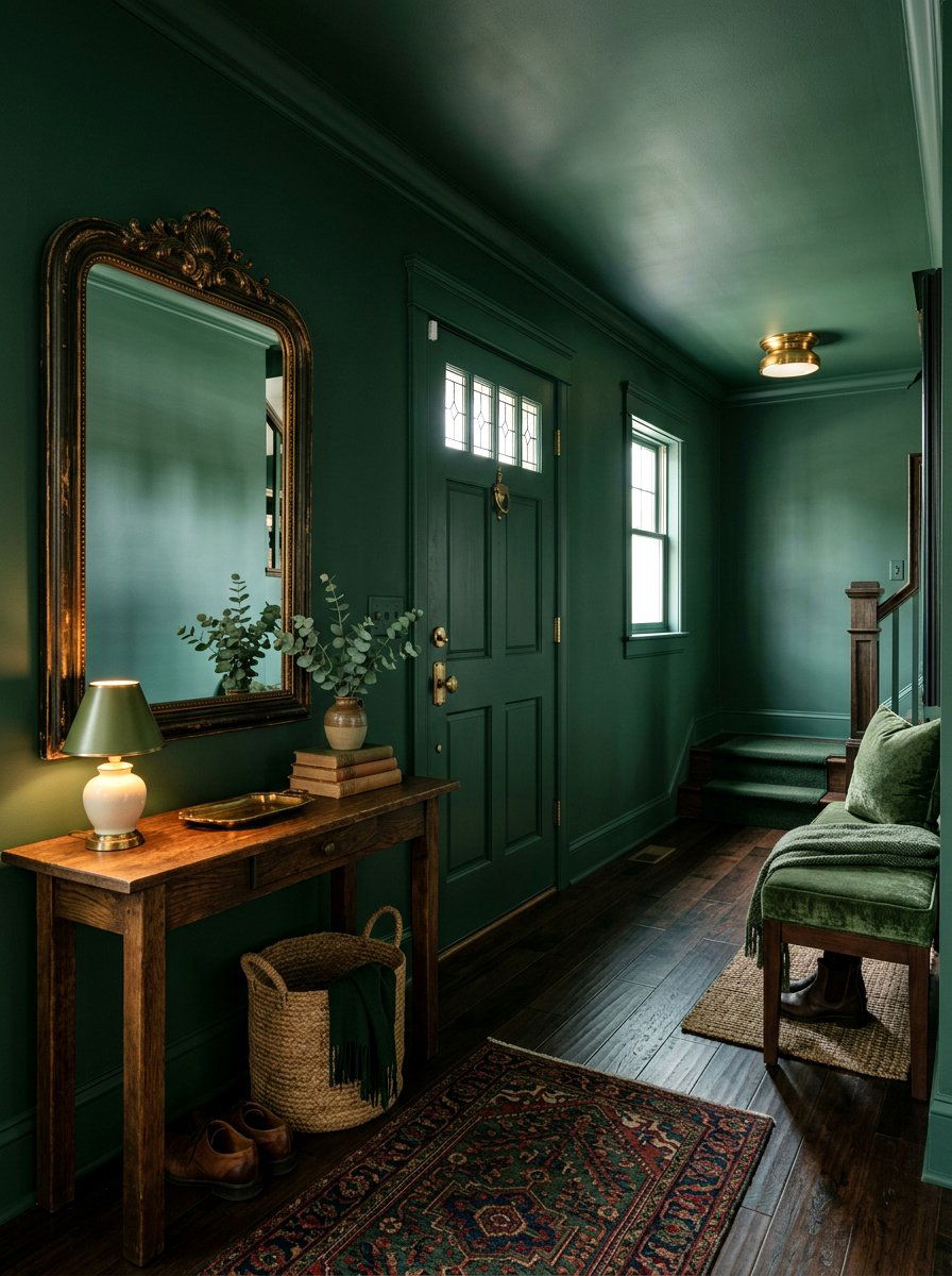 Forest Green Entryway - 30 fall color drench ideas