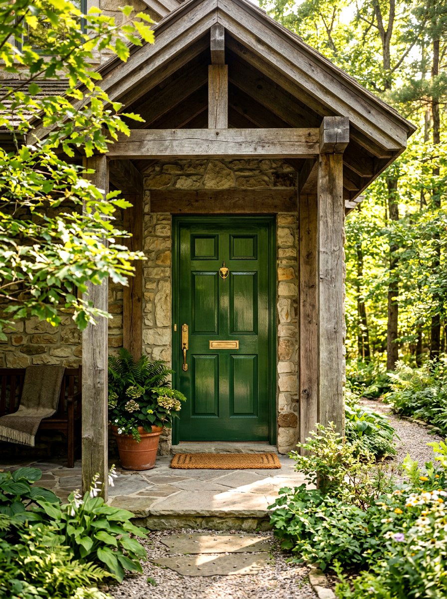 Forest Green Glossy Front Door - 30 lacquered front door ideas
