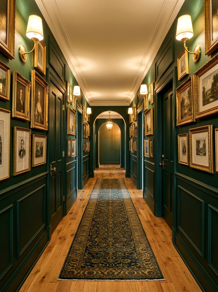 Forest Green Hallway - 30 tiny room big color ideas