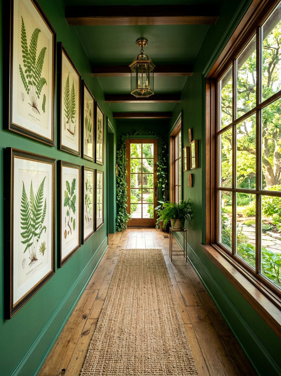 Forest Green Hallway - 30 color drenched hallway ideas