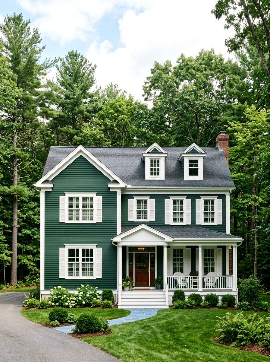 Forest Green House White Trim - 30 house trim color ideas