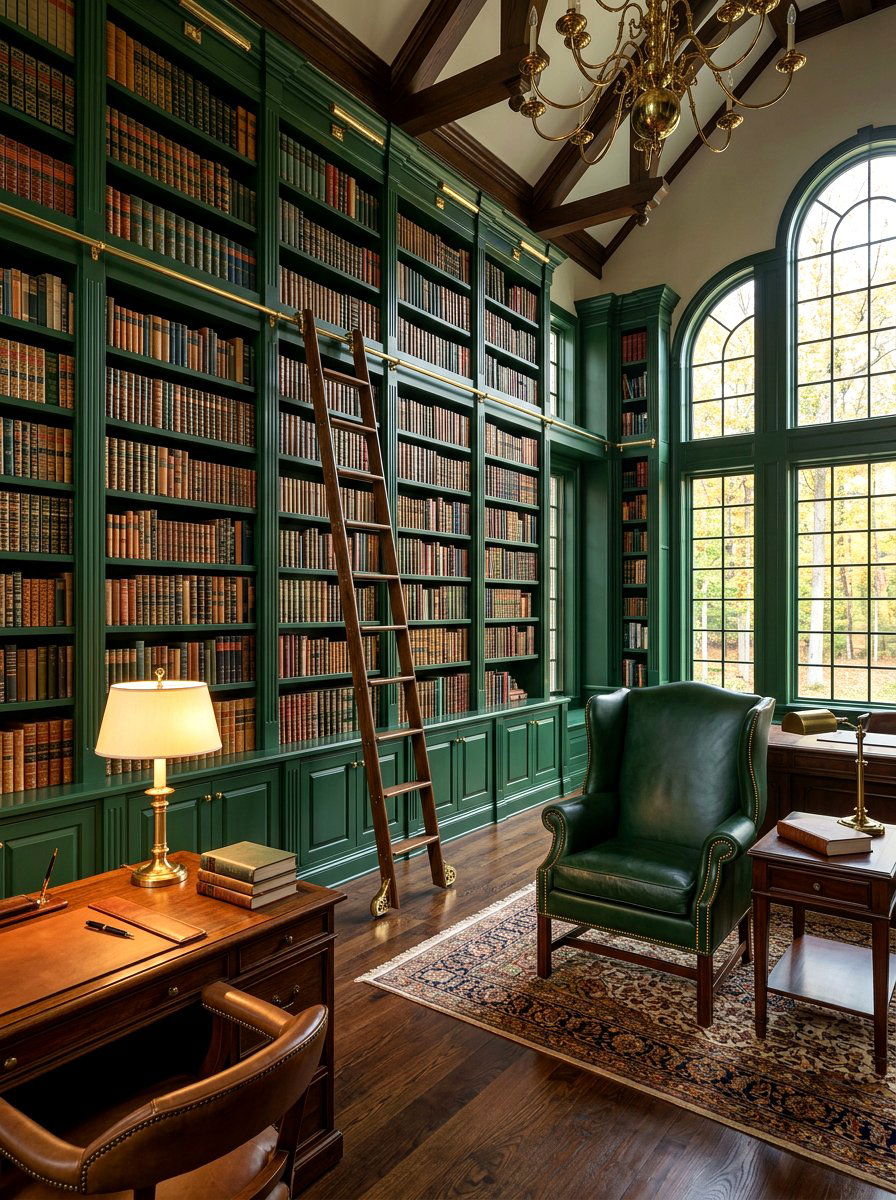 Forest Green Library - 30 saturated color room ideas