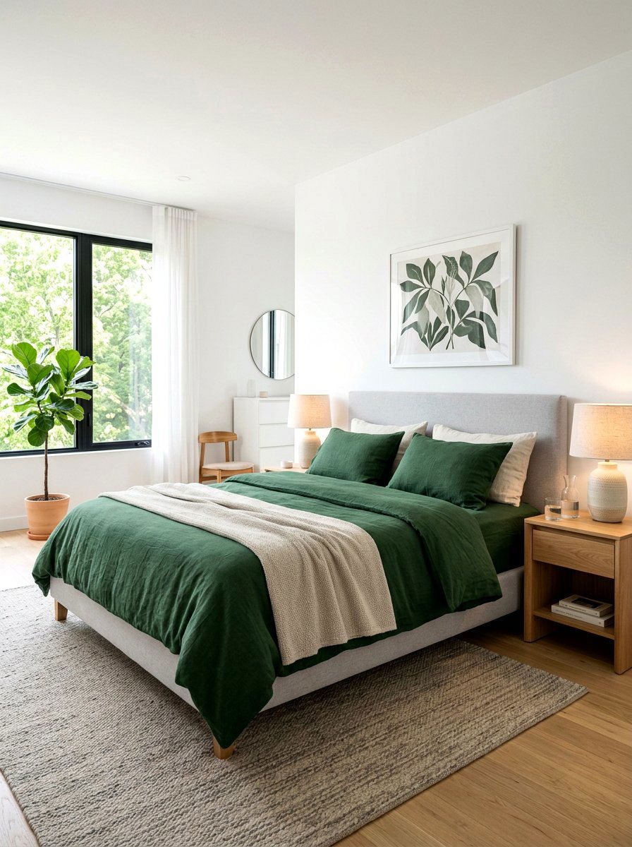 Forest Green Linen Bedding - 30 forest green bedroom ideas