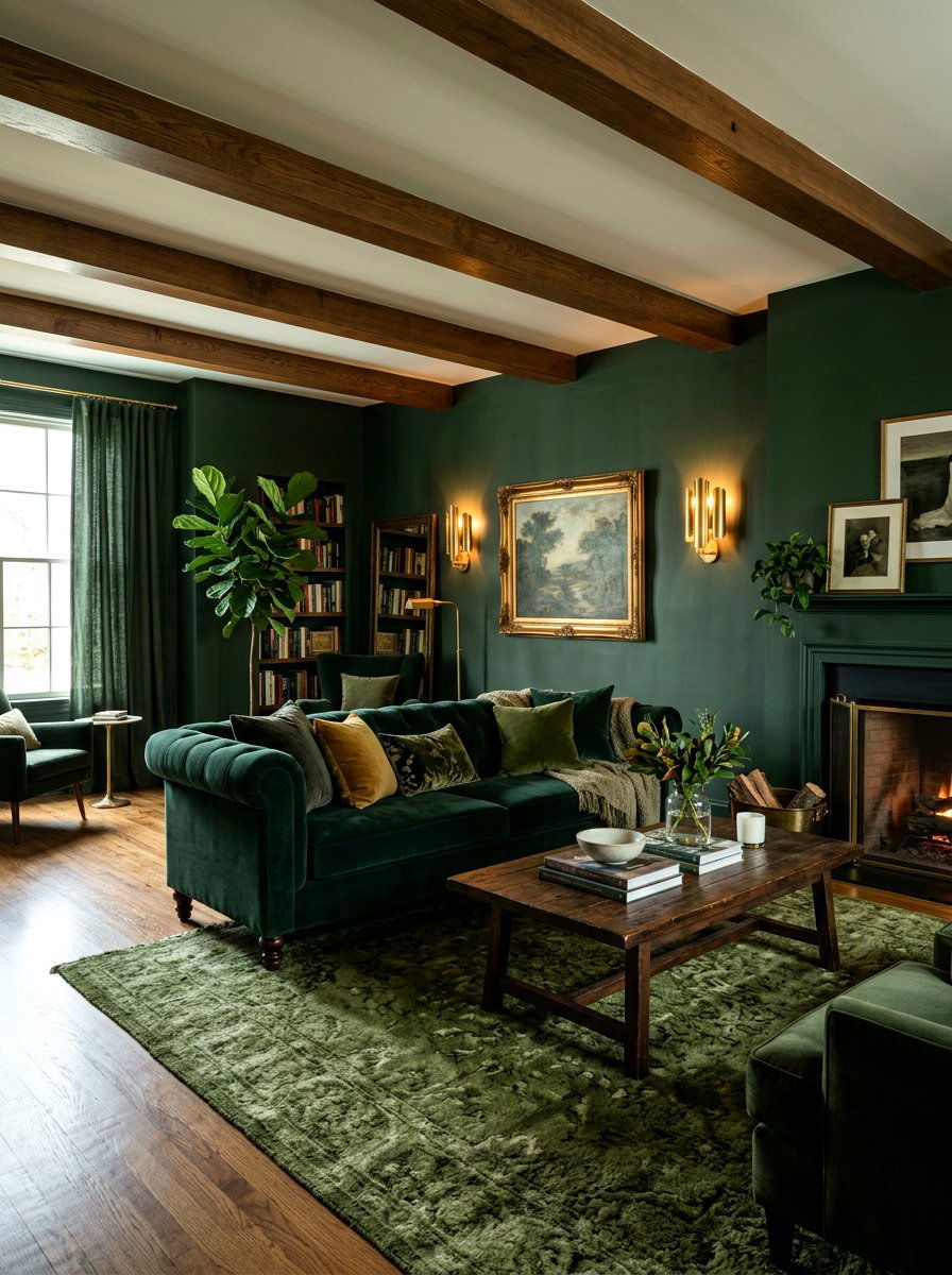 Forest Green Living Room - 30 tonal living room ideas
