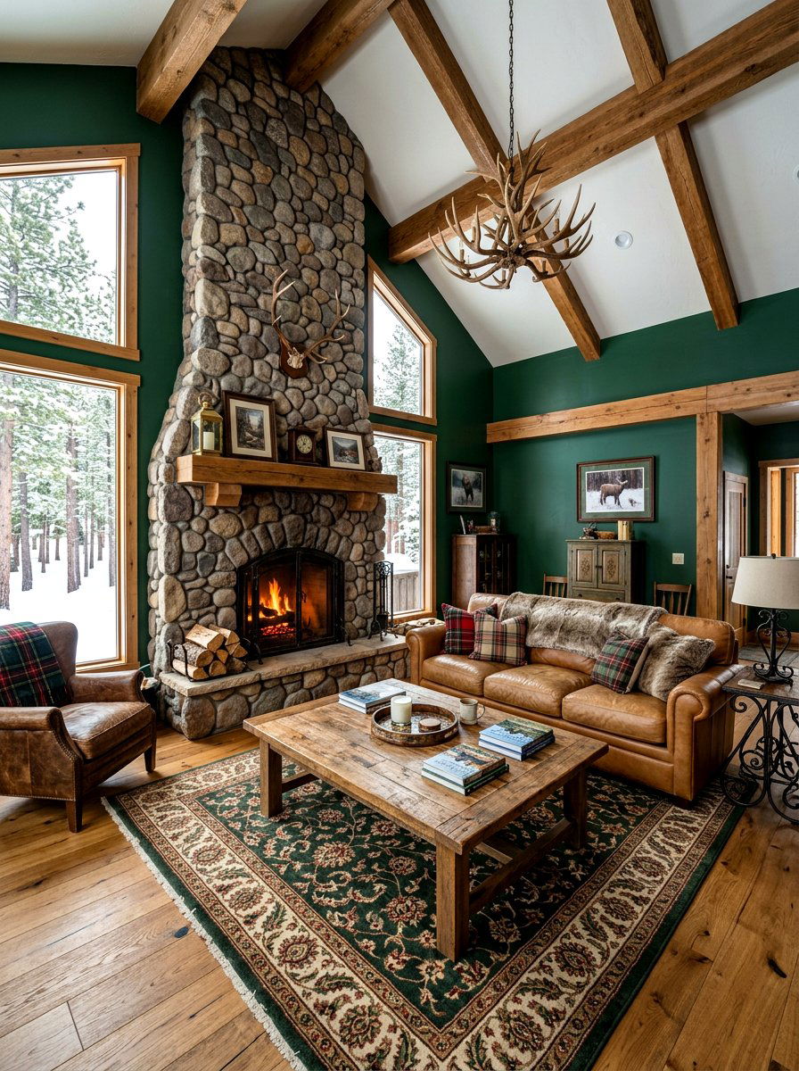 Forest Green Living Room - 30 jewel tone lounge ideas