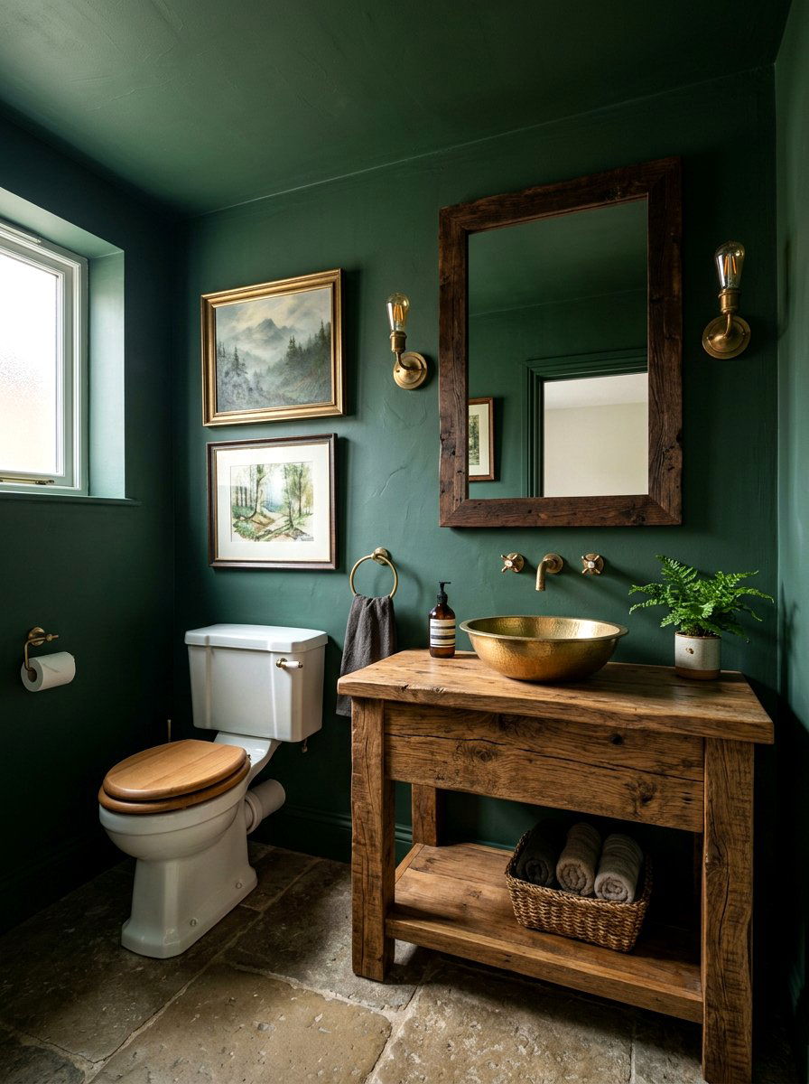 Forest Green Paint - 30 dark powder room ideas