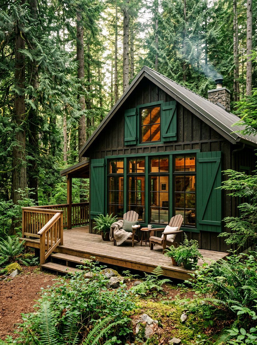 Forest Green Rustic Shutters - 30 exterior shutters ideas