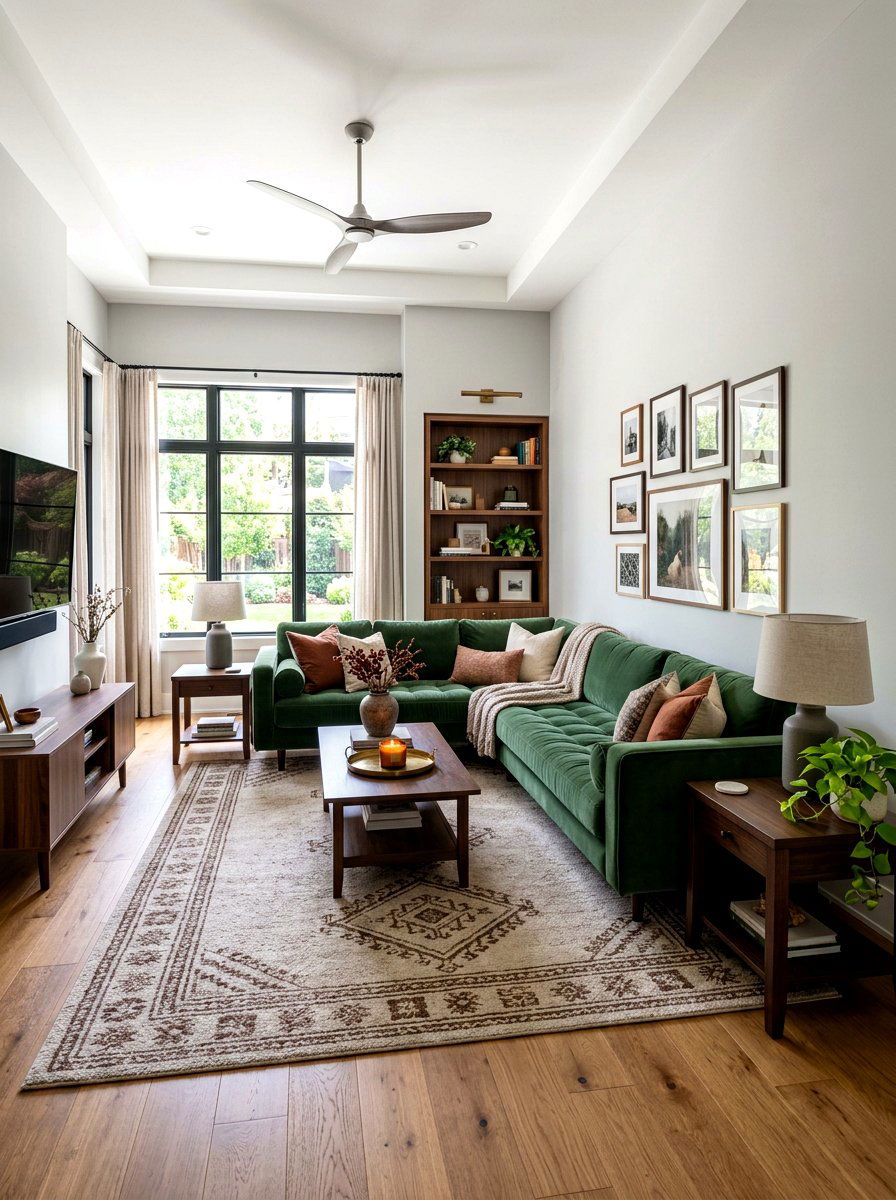 Forest Green Sectional With Walnut Side Tables - 30 forest green and brown living room ideas