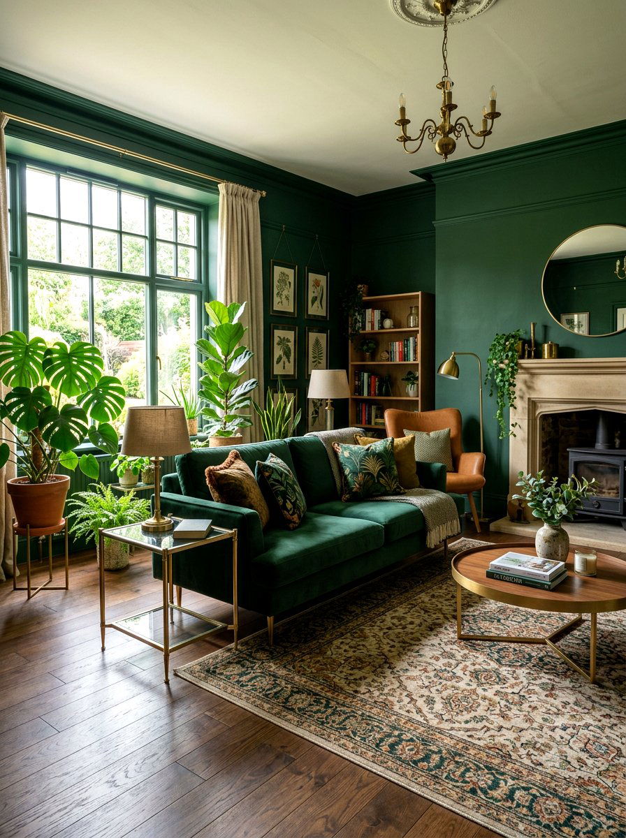 Forest Green Sitting Room - 30 moody lounge room ideas