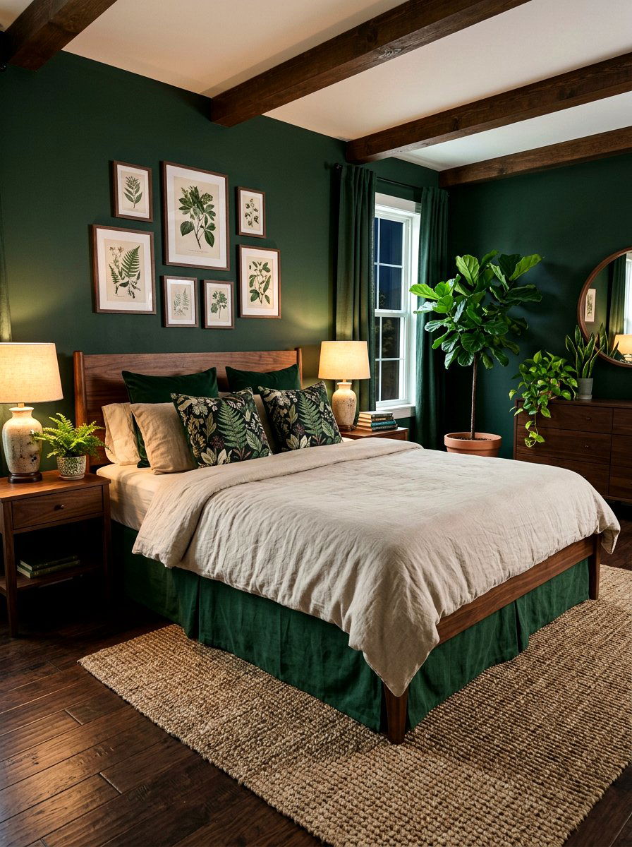 Forest Green Tailored Bed Skirt - 30 tailored bed skirt ideas