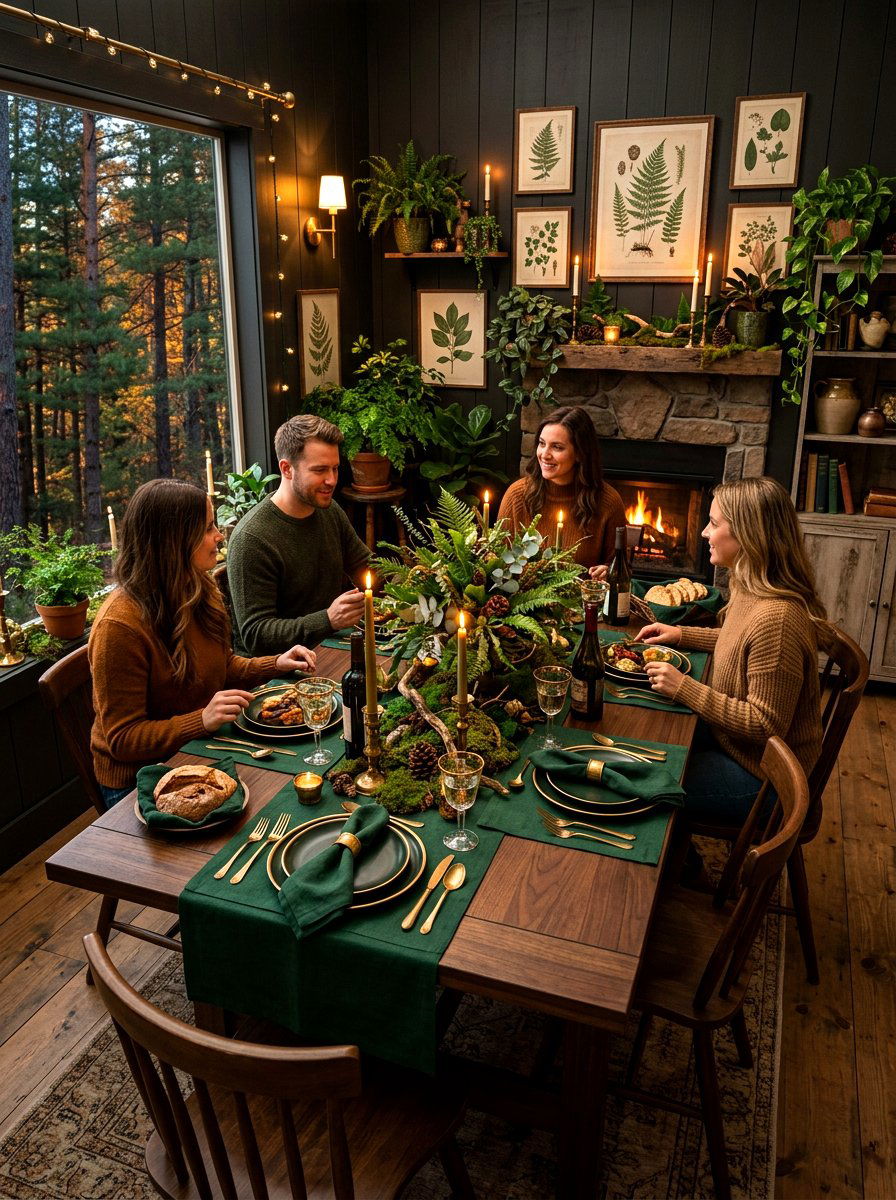 Forest Green Theme - 30 casual dinner table ideas