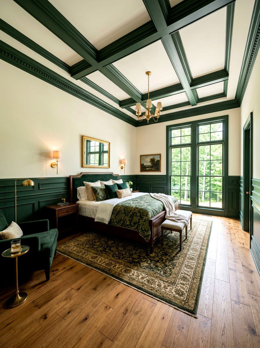 Forest Green Trim Bedroom - 30 painted trim bedroom ideas