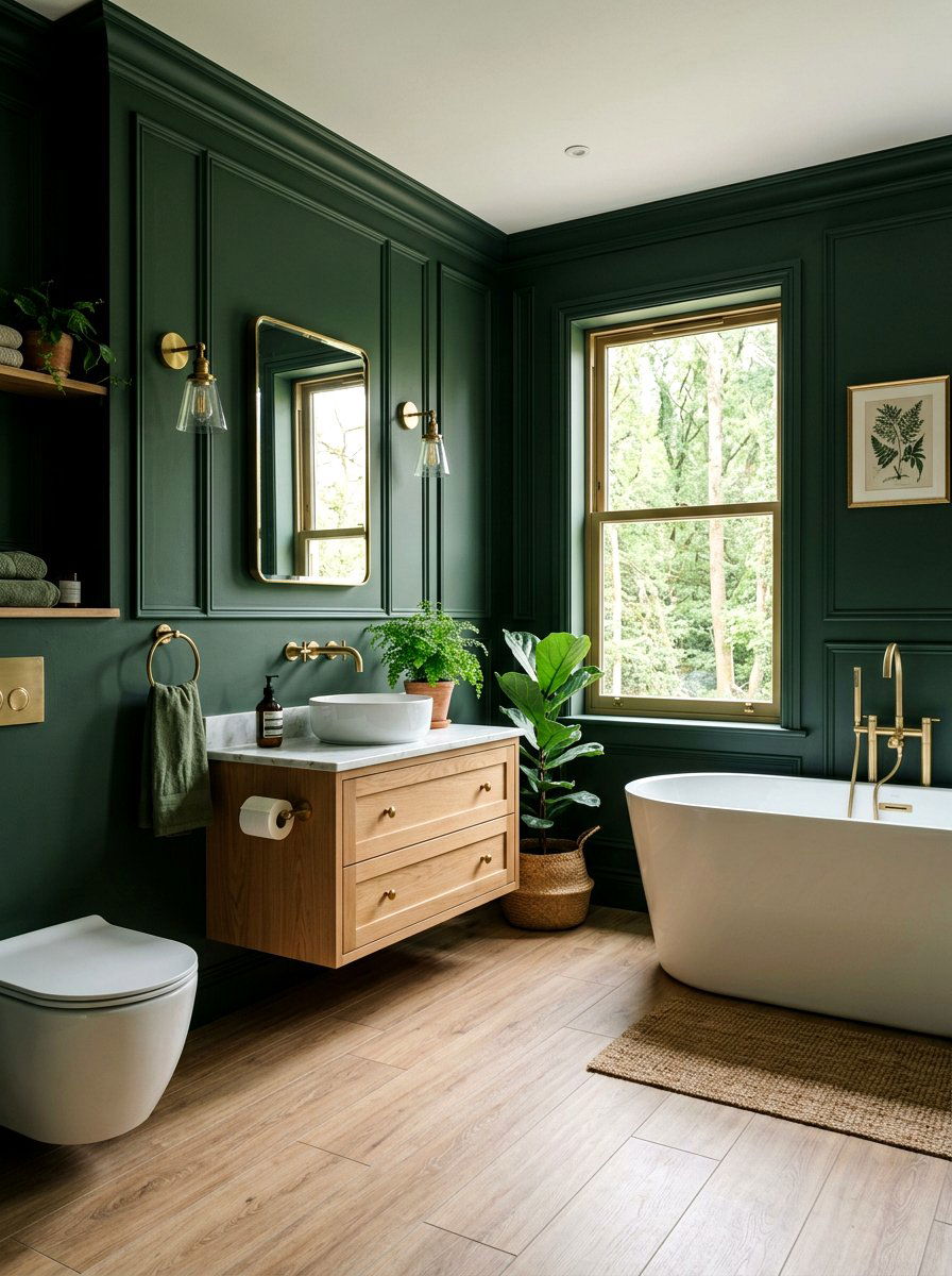Forest Green Wall Molding Bathroom - 30 panel molding bathroom ideas