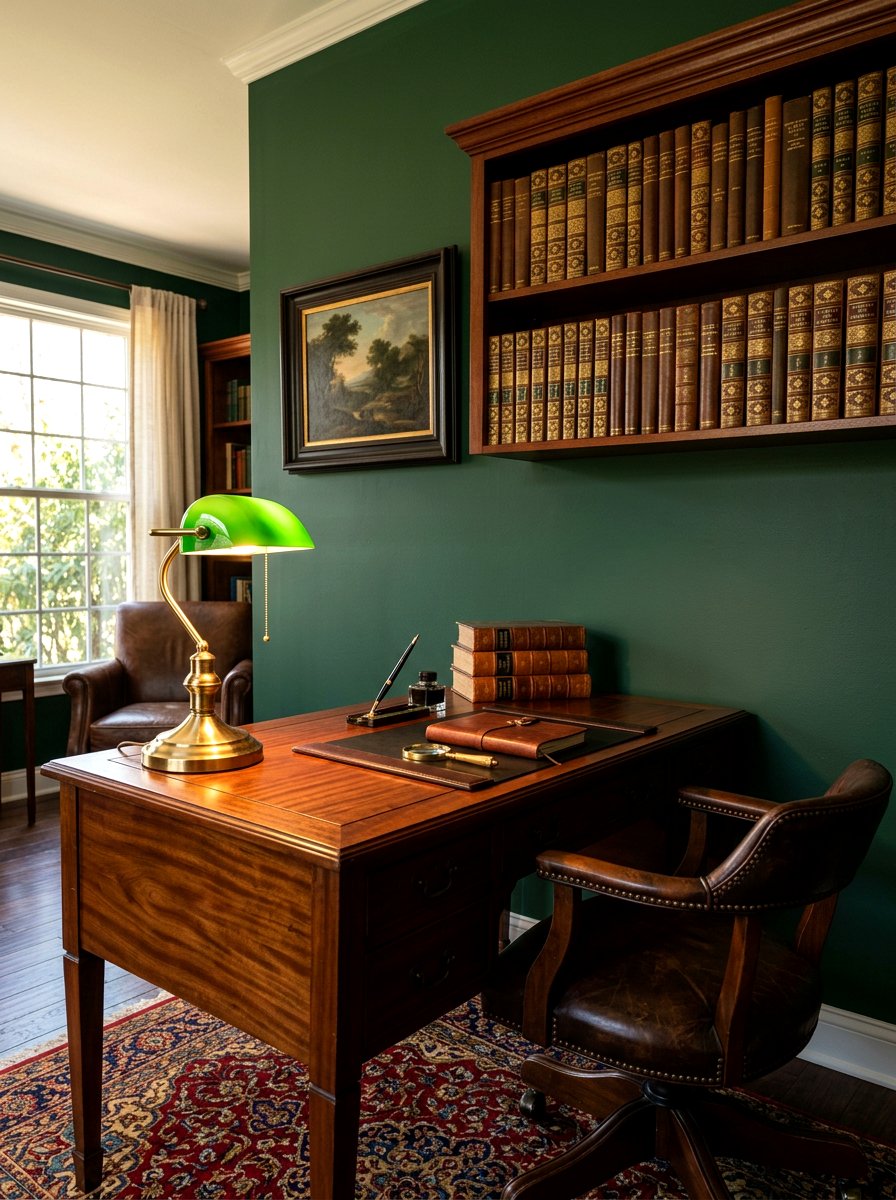 Forest Green Wall - 30 office accent paint ideas