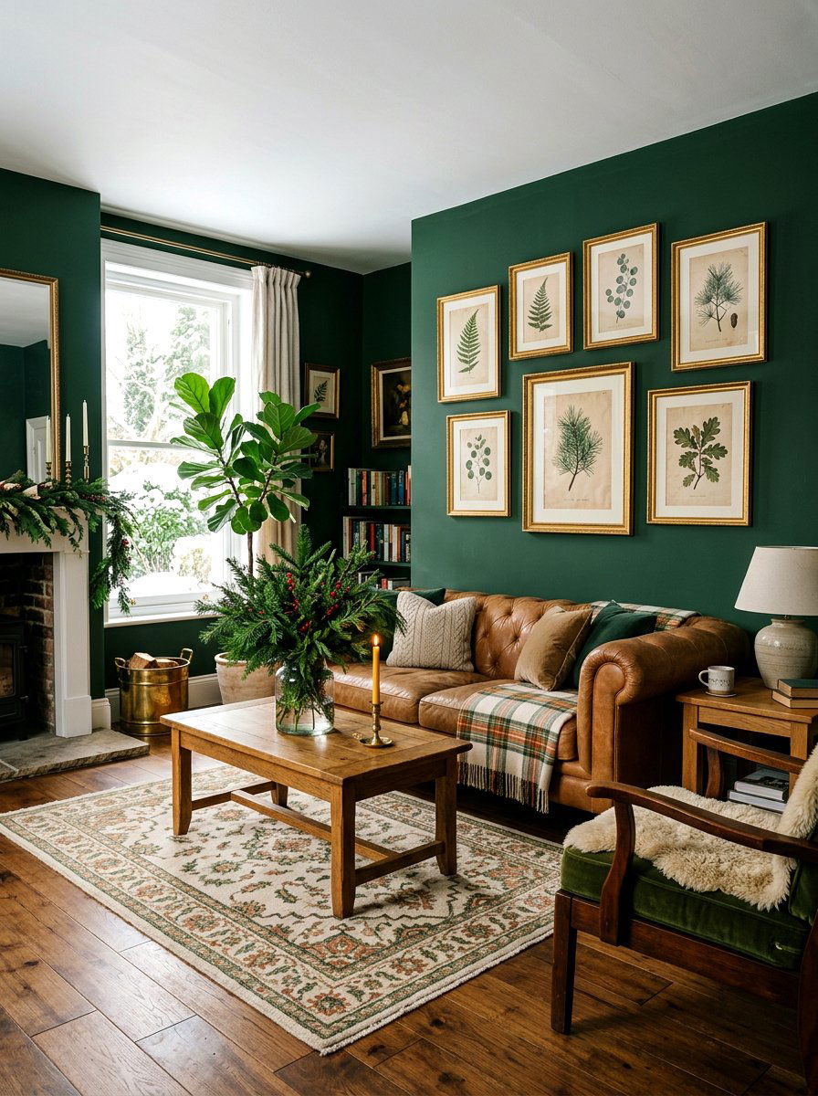 Forest Green Winter Lounge - 30 cozy winter lounge ideas