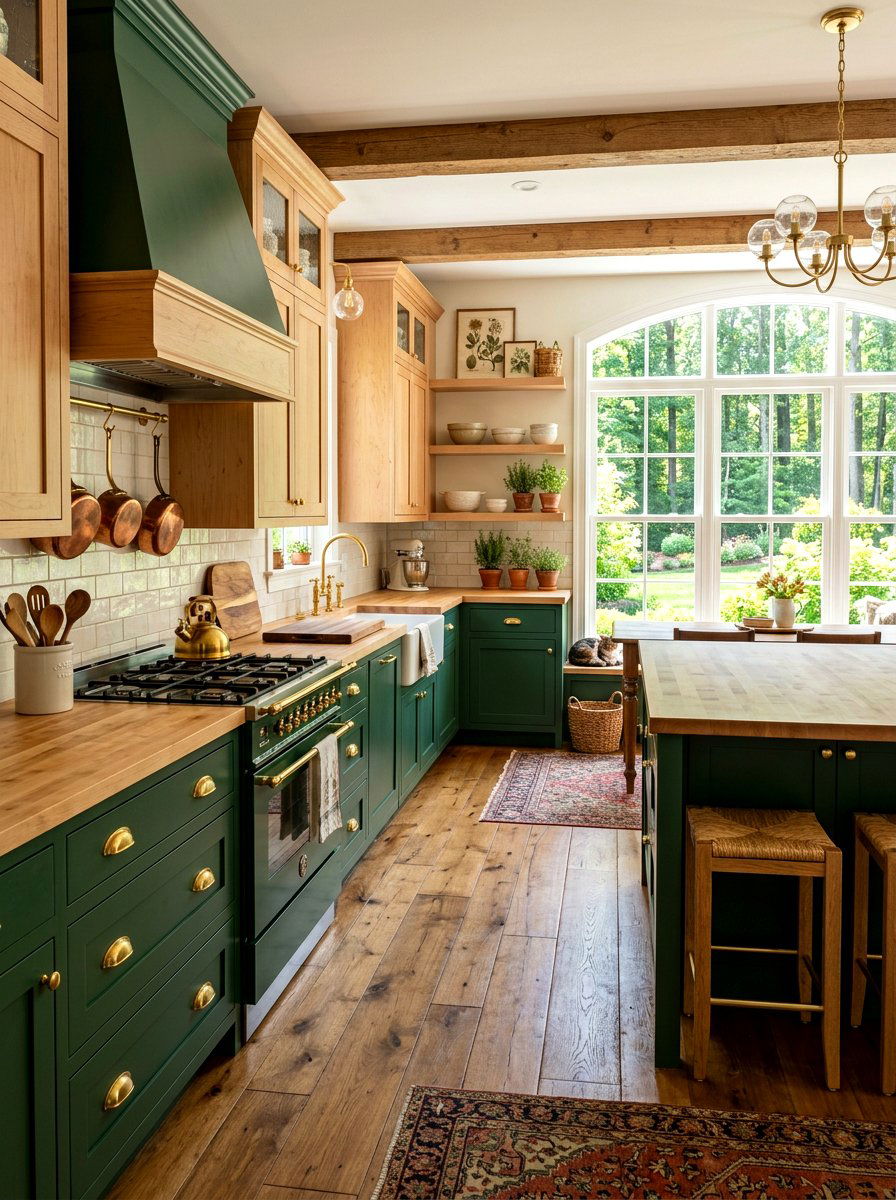Forest Green and Maple Kitchen - 30 stained and painted kitchen ideas