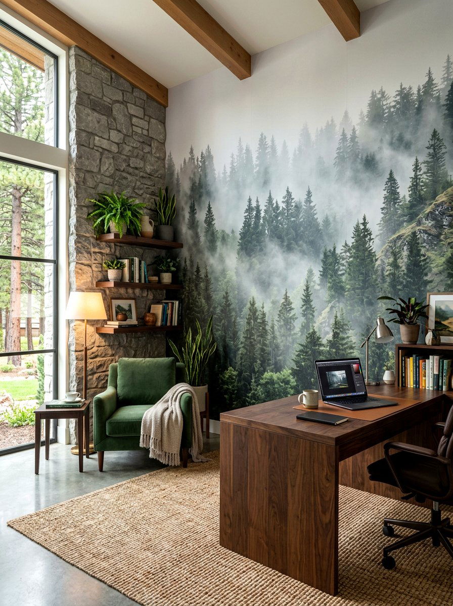 Forest Landscape Wallpaper - 30 office wallpaper ideas