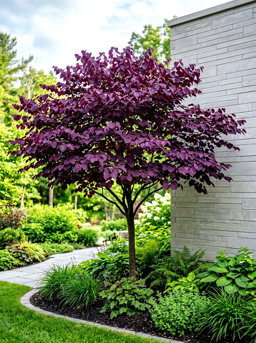 Forest Pansy Redbud Color - 30 ornamental tree landscaping ideas