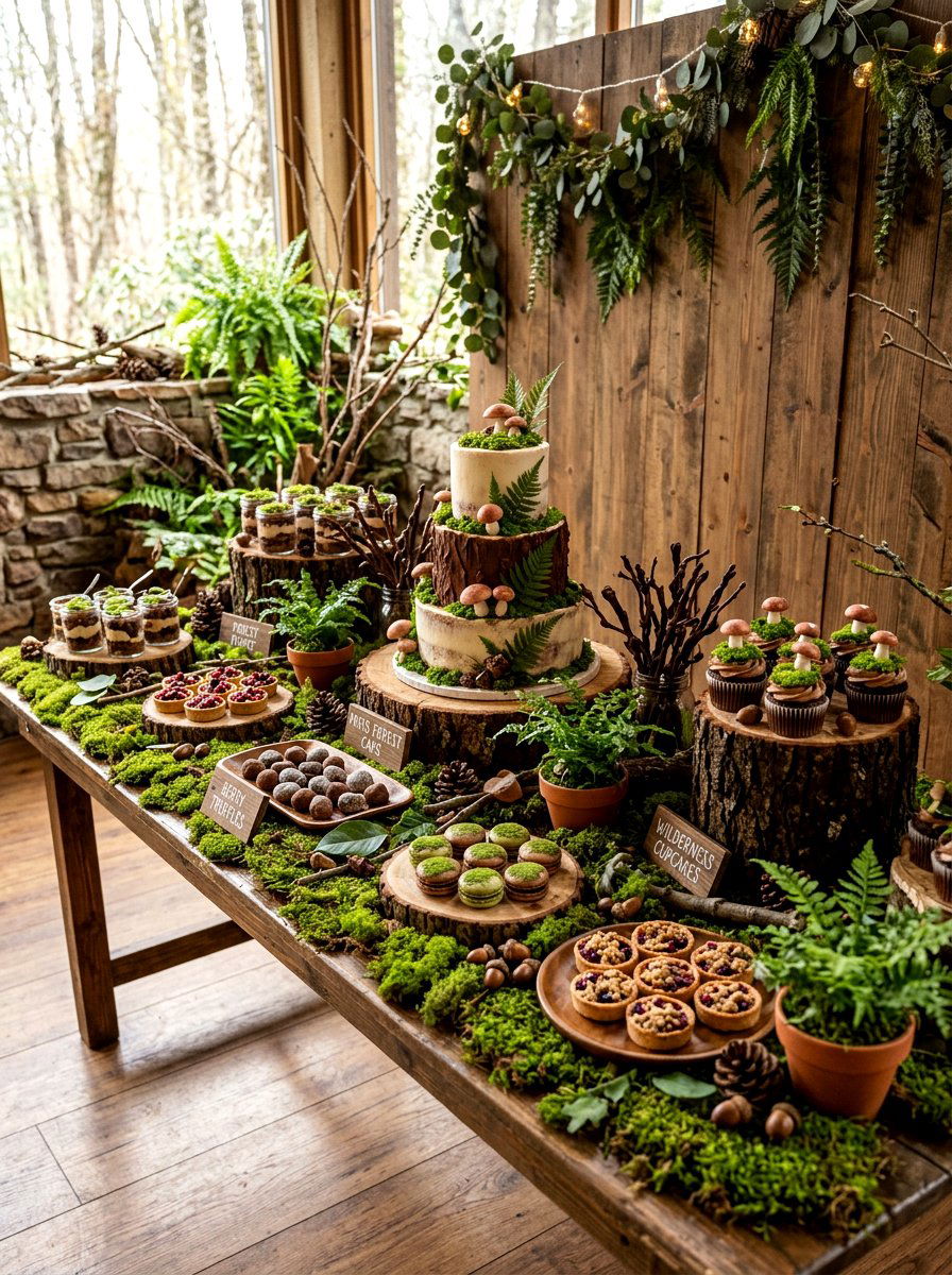 Forest Theme Dessert Table - 30 dessert table decor ideas