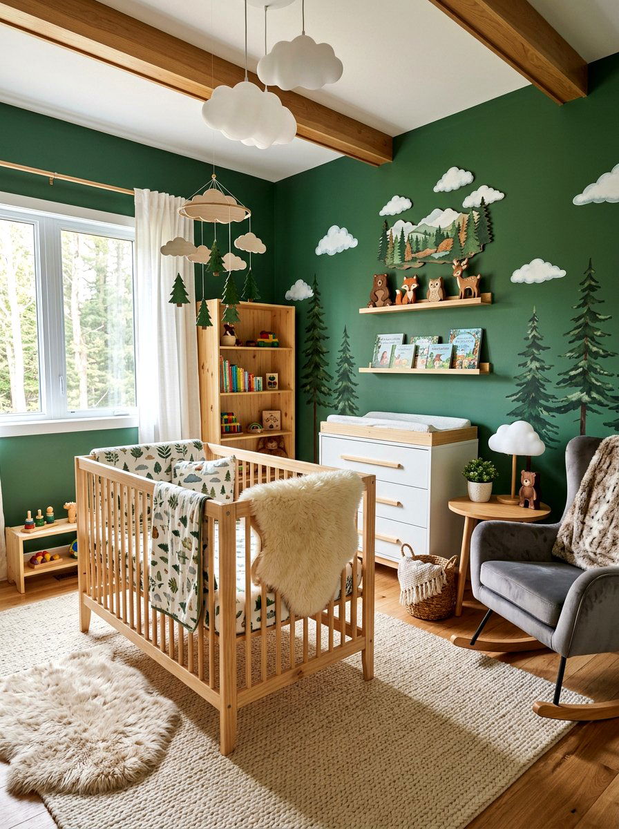 Forest Theme Pine Cloud Nursery - 30 cloud nursery ideas