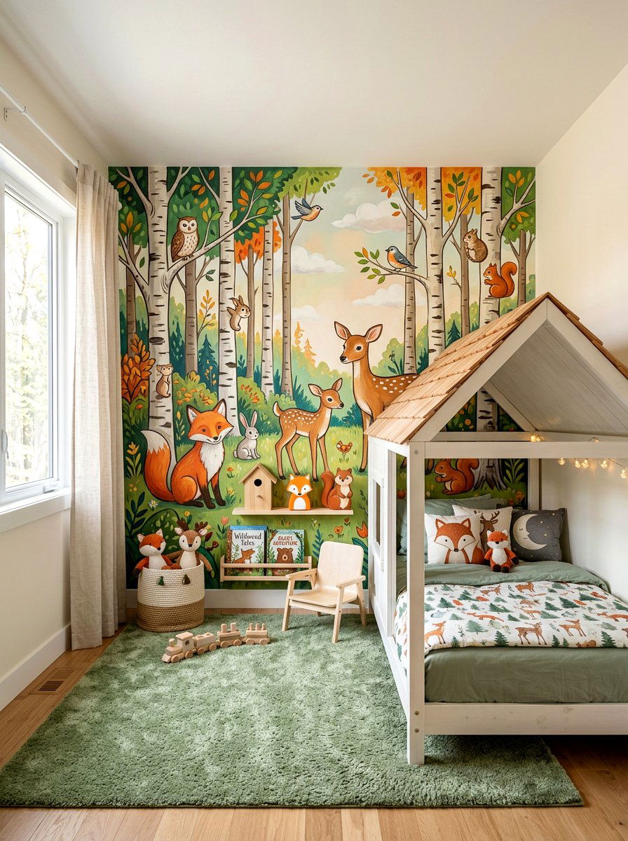 Forest animal wall mural - 30 mural wall ideas