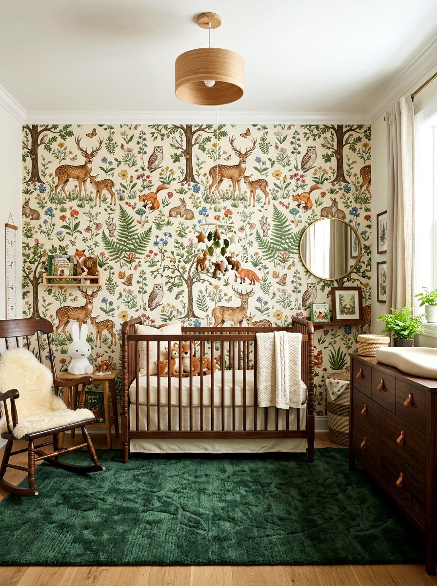 Forest floral nursery wallpaper - 30 floral nursery wallpaper ideas