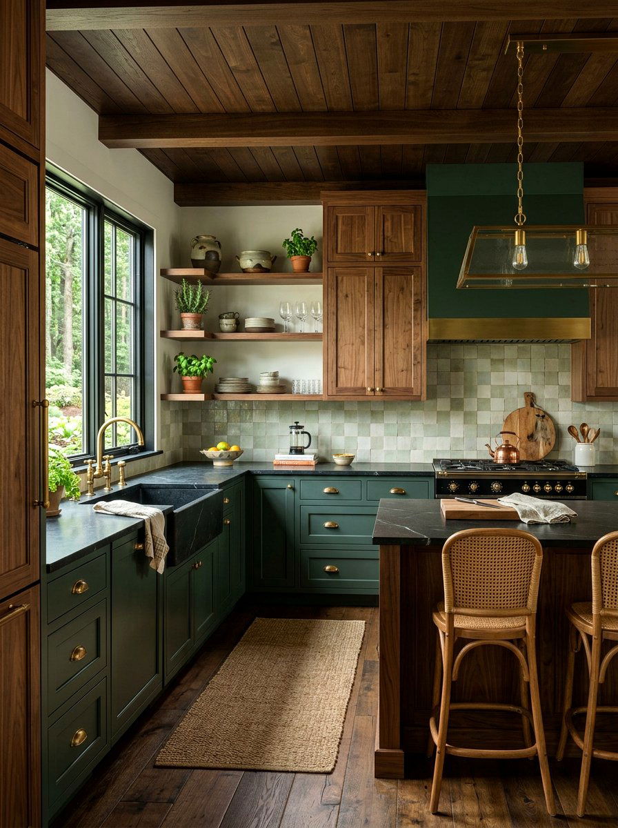 Forest green and wood kitchen cabinets - 30 two tone kitchen cabinet ideas