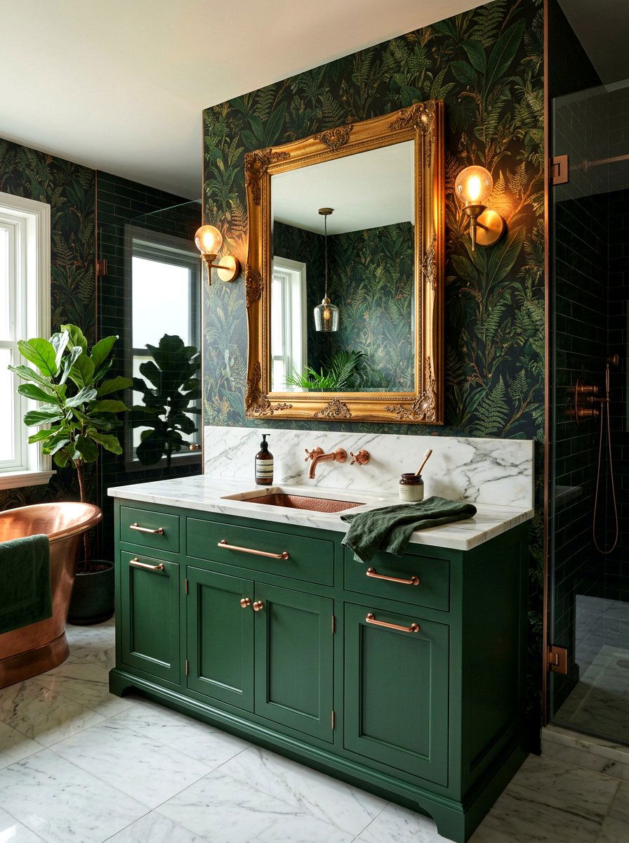 Forest green bathroom vanity - 30 painted bathroom vanity ideas