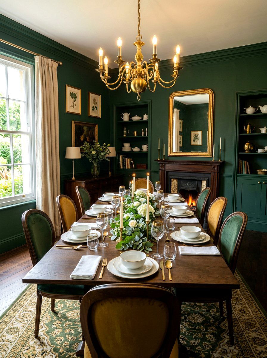 Forest green color palette - 30 fall dinner party home ideas