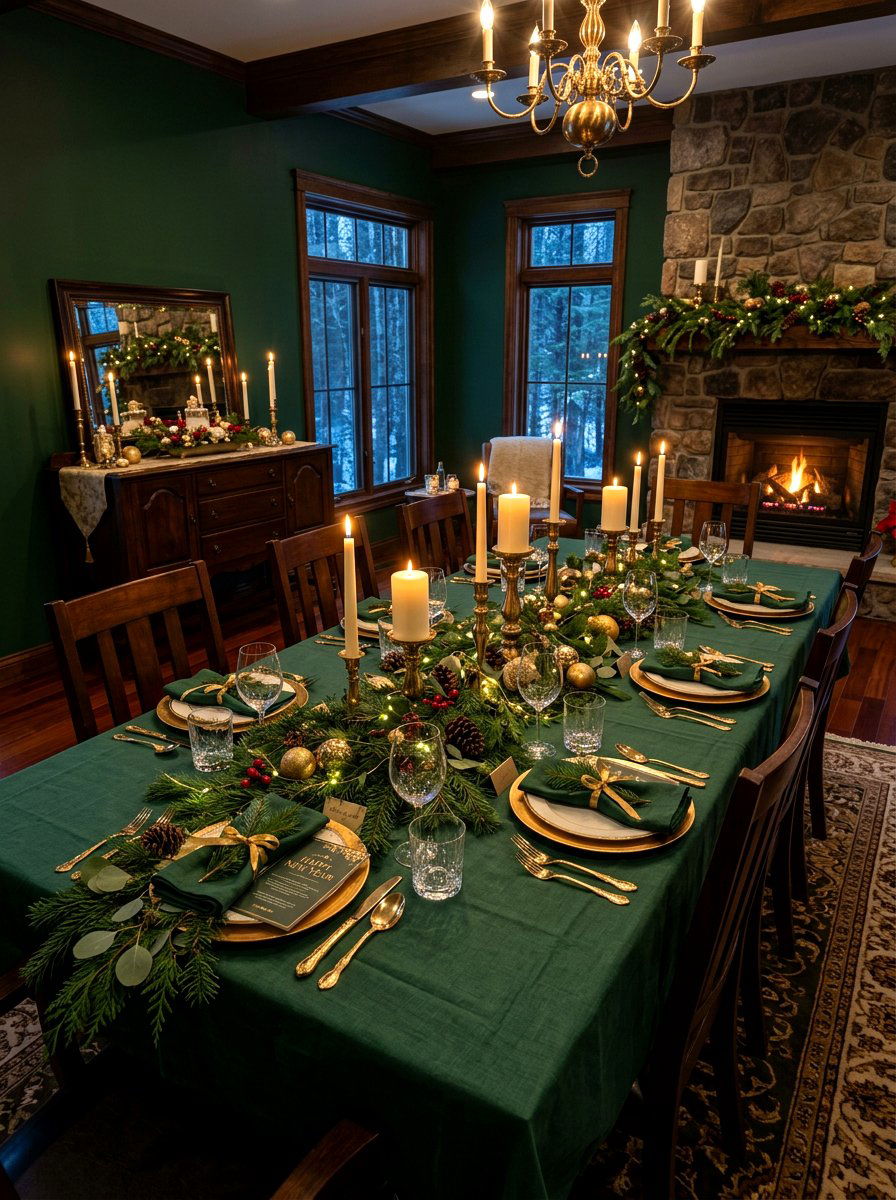 Forest green dining room - 30 New Year dining room ideas