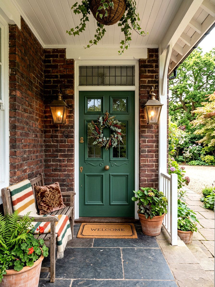 Forest green front door - 30 front door color ideas