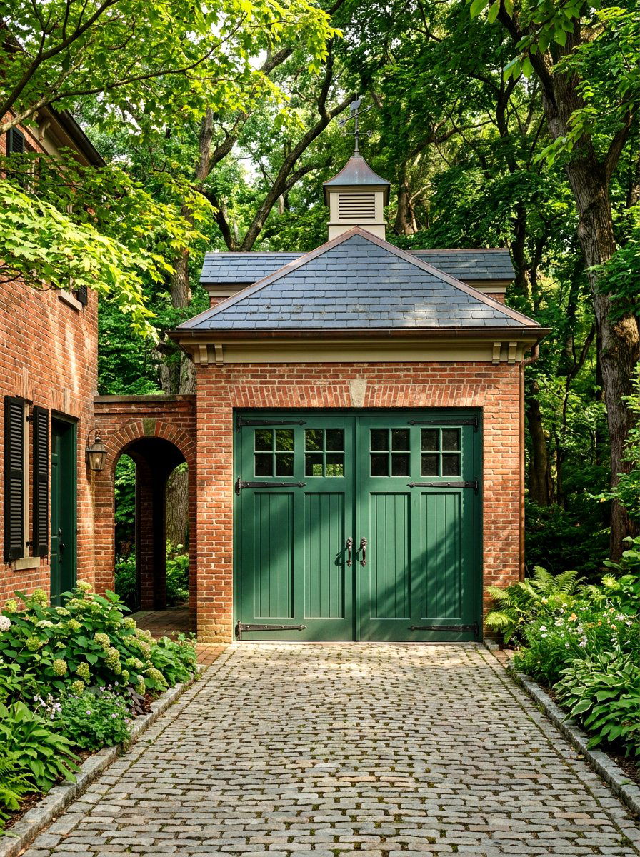 Forest green garage door - 30 garage door color ideas