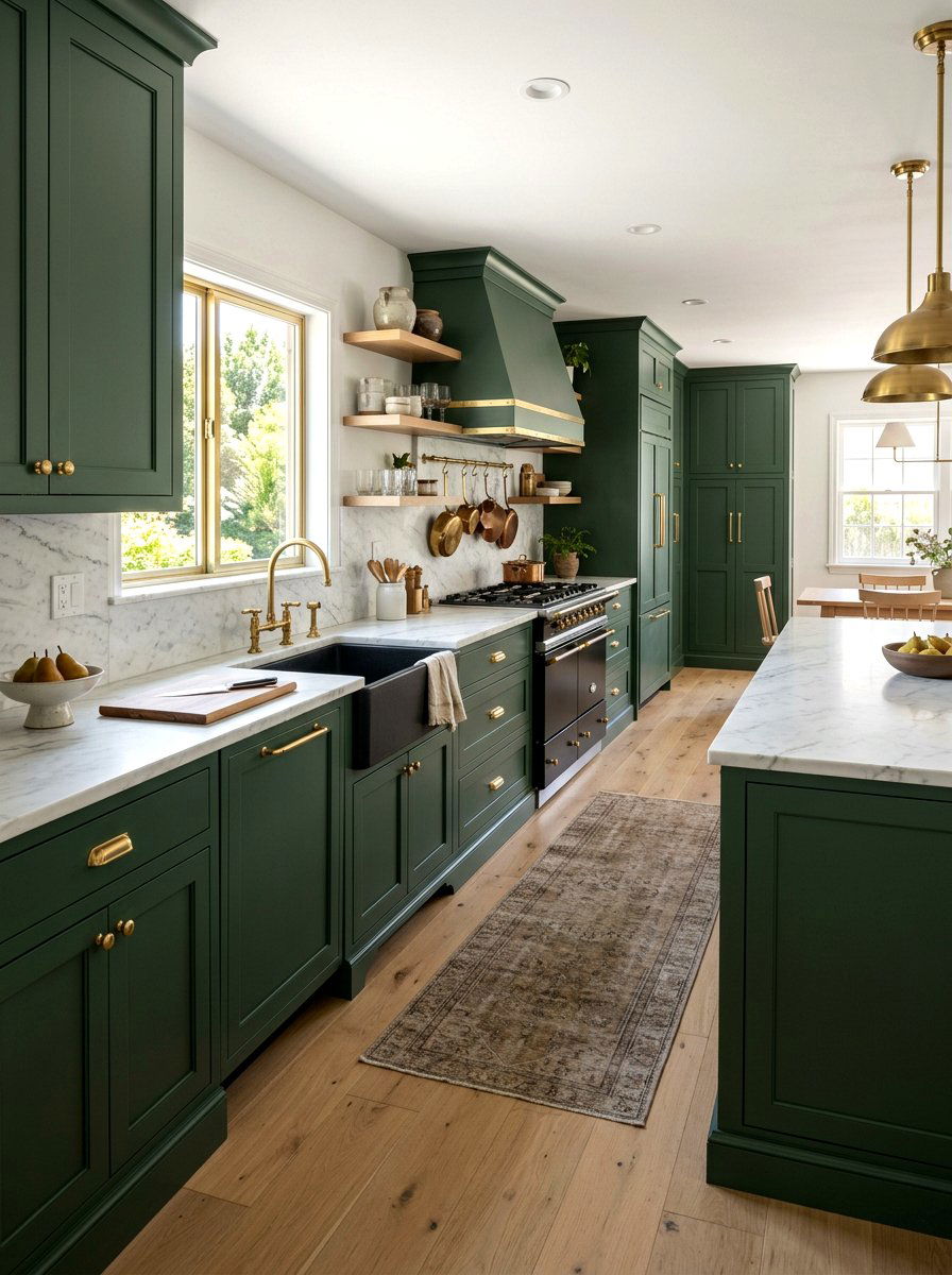 Forest green kitchen cabinets - 30 earthy home decor ideas