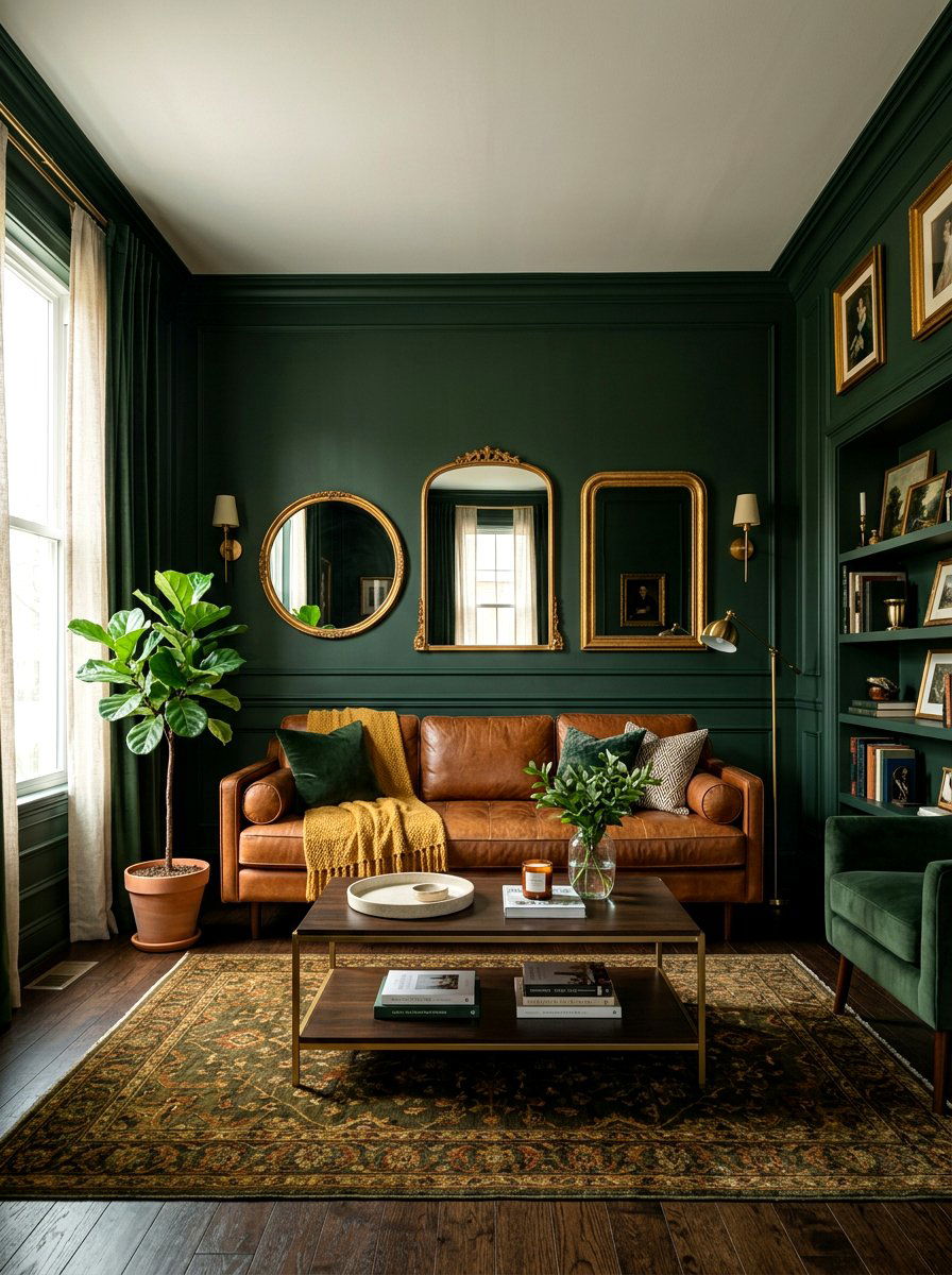 Forest green living room - 30 nature inspired living room ideas